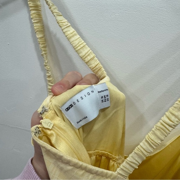 ASOS Design Maternity Yellow Maxi Dress Flowy Size 12 - Picture 5 of 7